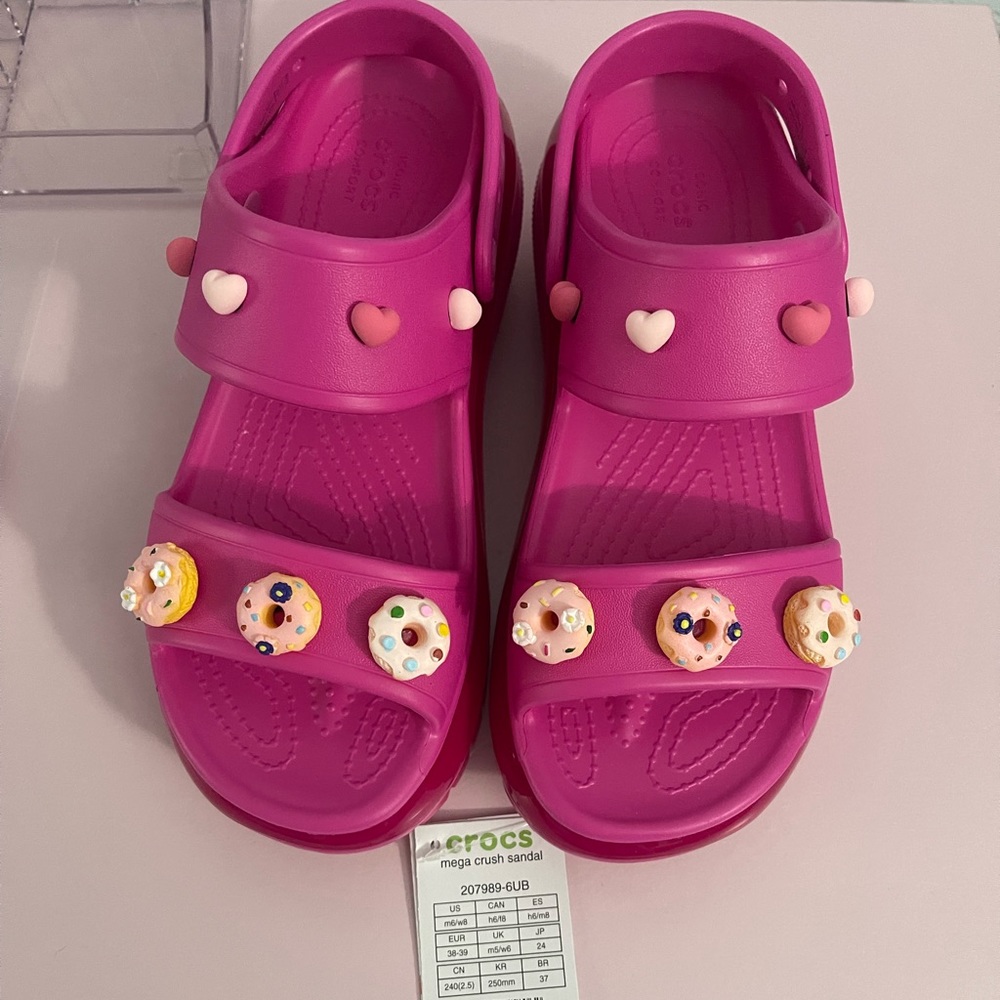 Crocs mega crush sandals hot pink juice w8